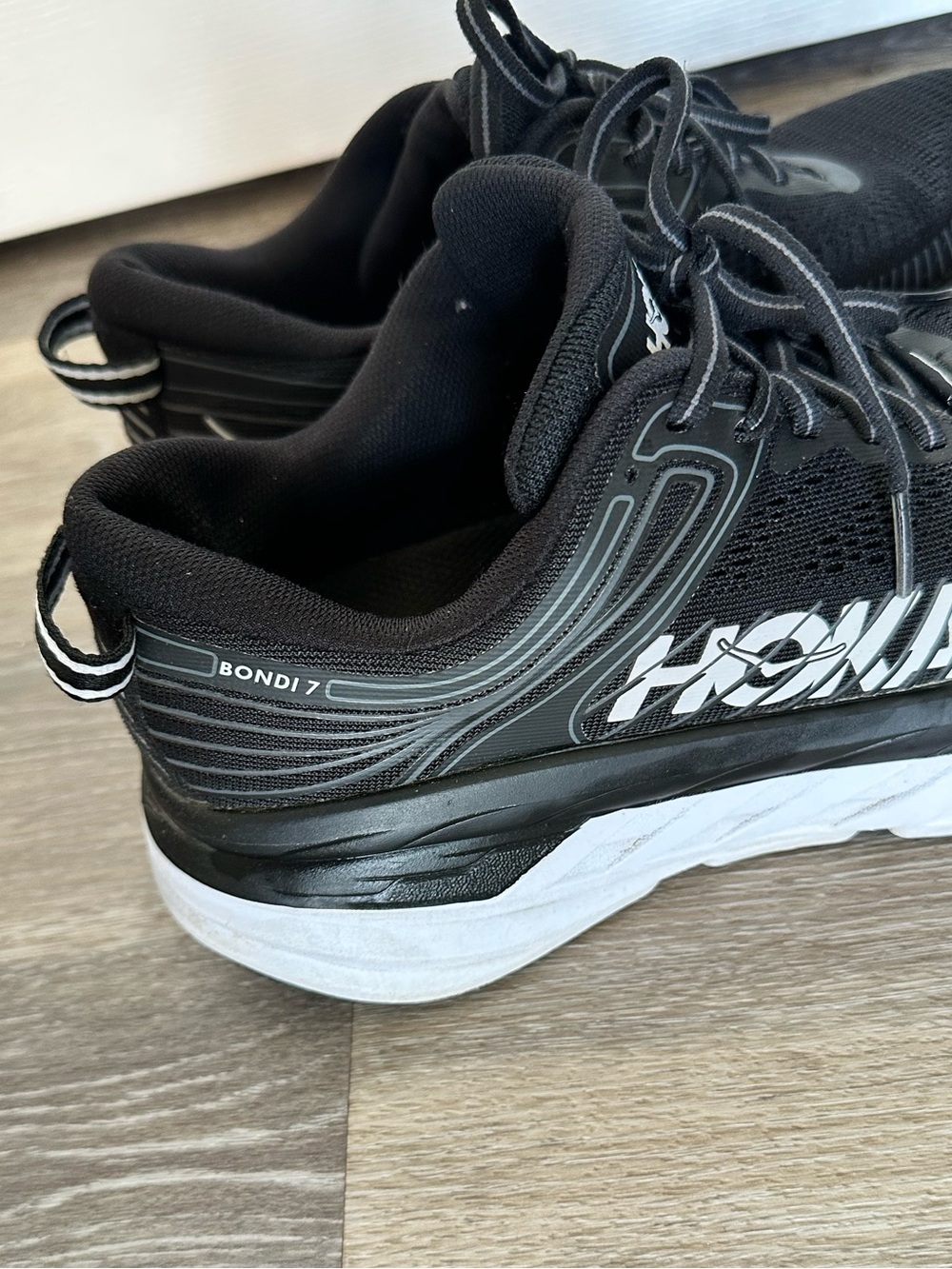 Hoka Bondi 7 Black White womens Running Shoes sneakers 6.5 walking one one - Picture 10 of 14
